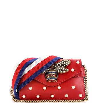 Gucci Broadway Pearly Bee Shoulder Bag Embellished Leather Mini