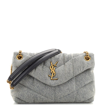 Saint Laurent LouLou Puffer Shoulder Bag Quilted Vintage Denim Small