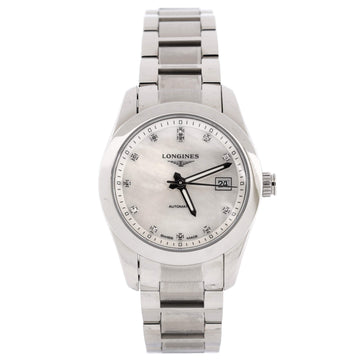 Longines Conquest Classic Automatic Watch Stainless Steel with Diamond Markers and Mother of Pearl 29