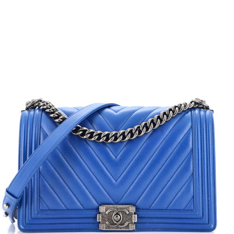 Chanel Boy Flap Bag Chevron Lambskin New Medium