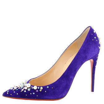 Christian Louboutin Women's Candidate Pumps Embellished Suede 100