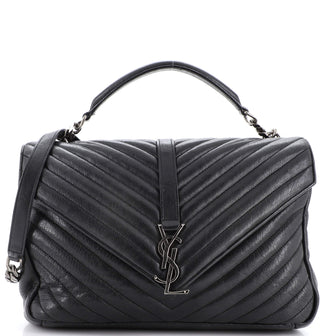 Saint Laurent Classic Monogram College Bag Matelasse Chevron Leather Large