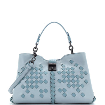 Bottega Veneta Napoli Tote Leather with Intrecciato Detail Small