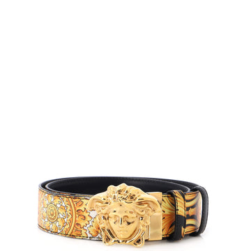 Versace Medusa Buckle Reversible Belt Printed Leather and Leather Wide