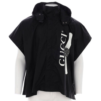 Gucci Men's Logo Hooded Poncho Printed Nylon