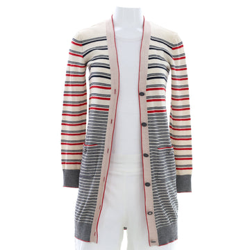 Chanel Women's Stripe Long V-Neck Cardigan Wool Blend
