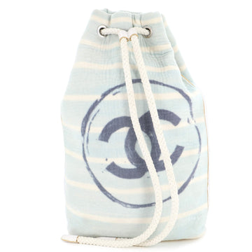 Chanel CC Drawstring Beach Bag Terry Cloth Large