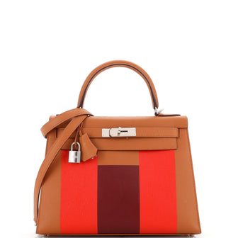 Hermes Kelly Lettre Handbag Brown Epsom with Palladium Hardware 28