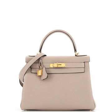 Hermes Kelly Handbag Grey Togo with Gold Hardware 28