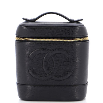 Chanel Vintage Timeless Cosmetic Case Caviar Tall