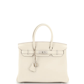 Hermes Birkin Handbag Light Togo with Palladium Hardware 30