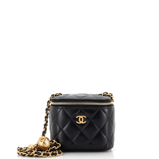 Chanel Chain Detail Pearl Crush Vanity Case with Chain Quilted
