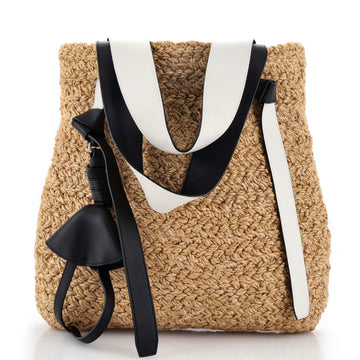 Celine Basket Tote Straw with Leather Large