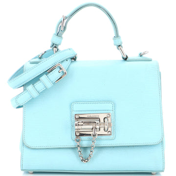 Dolce & Gabbana Monica Top Handle Flap Bag Lizard Embossed Leather Medium