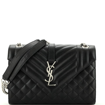 Saint Laurent Classic Monogram Envelope Satchel Mixed Matelasse Leather Medium