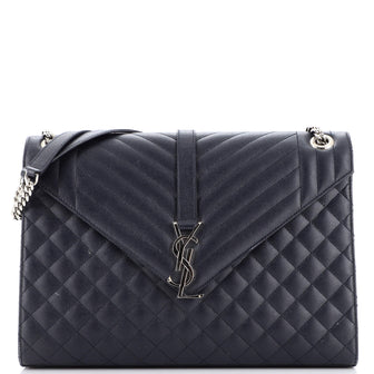 Saint Laurent Classic Monogram Envelope Satchel Mixed Matelasse Leather Large
