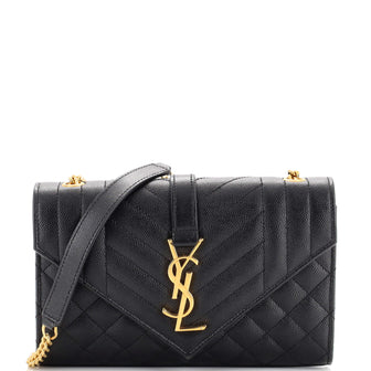 Saint Laurent Classic Monogram Envelope Satchel Mixed Matelasse Leather Small