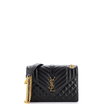 Saint Laurent Classic Monogram Envelope Satchel Mixed Matelasse Leather Medium