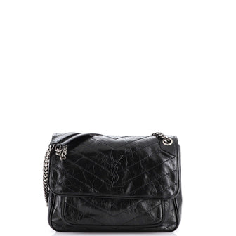 Saint Laurent Niki Chain Flap Bag Matelasse Chevron Leather Medium