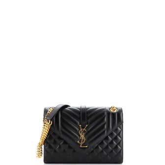 Saint Laurent Classic Monogram Envelope Satchel Mixed Matelasse Leather Medium