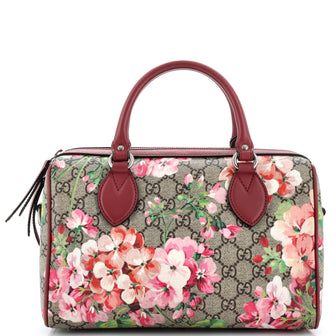 Gucci Convertible Boston Bag Blooms Print GG Coated Canvas Small