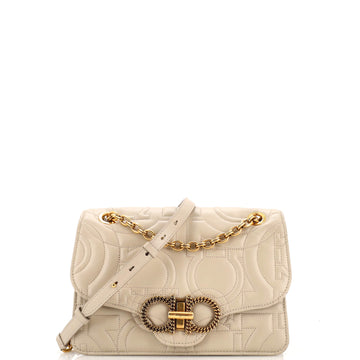Salvatore Ferragamo Gancini Turnlock Flap Bag Gancini Quilted Leather Small
