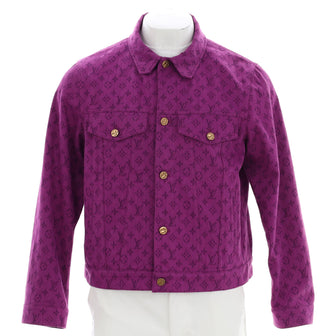 Louis Vuitton Purple Monogram Denim Button Up Jacket size 52