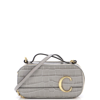 Chloe C Vanity Bag Crocodile Embossed Leather Mini