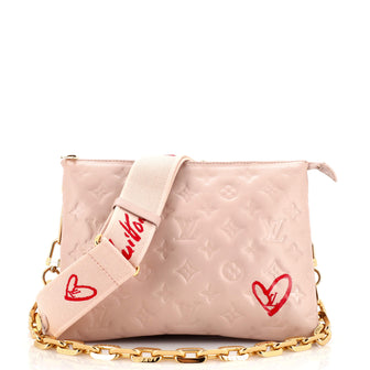 Louis Vuitton Pink Embossed Monogram Coussin PM