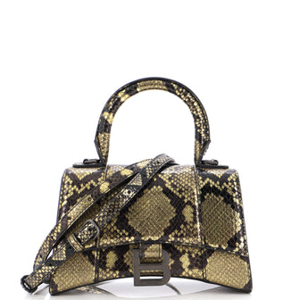 Balenciaga Hourglass Top Handle Bag Python Embossed Leather Mini