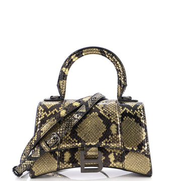 Balenciaga Hourglass Top Handle Bag Python Embossed Leather XS