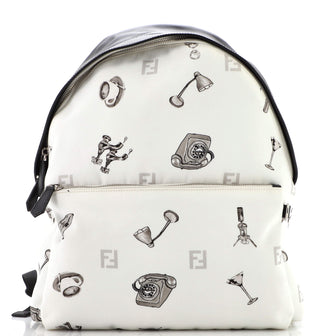 Fendi Front Pocket Backpack Printed Nylon with Leather Large