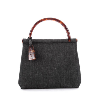 Chanel Vintage Resin Top Handle Bag Denim Small Black 2116301