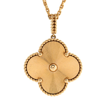 Van Cleef & Arpels Magic Alhambra Pendant Necklace Guilloche 18K Yellow Gold