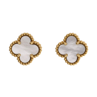 Van Cleef & Arpels Sweet Alhambra Stud Earrings 18K Yellow Gold and Mother of Pearl