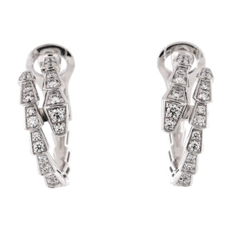 Bvlgari Serpenti Viper Spiral Hoop Earrings 18K White Gold with Diamonds