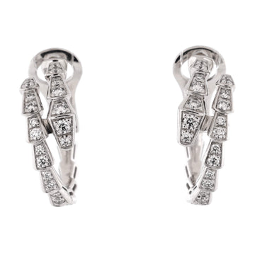 Bvlgari Serpenti Viper Spiral Hoop Earrings 18K White Gold with Diamonds
