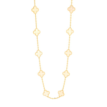 Van Cleef & Arpels Vintage Alhambra 20 Motifs Necklace 18K Yellow Gold and Mother of Pearl