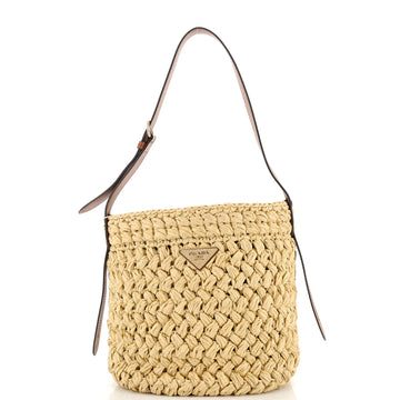 Prada Bucket Bag Crochet Raffia with Leather