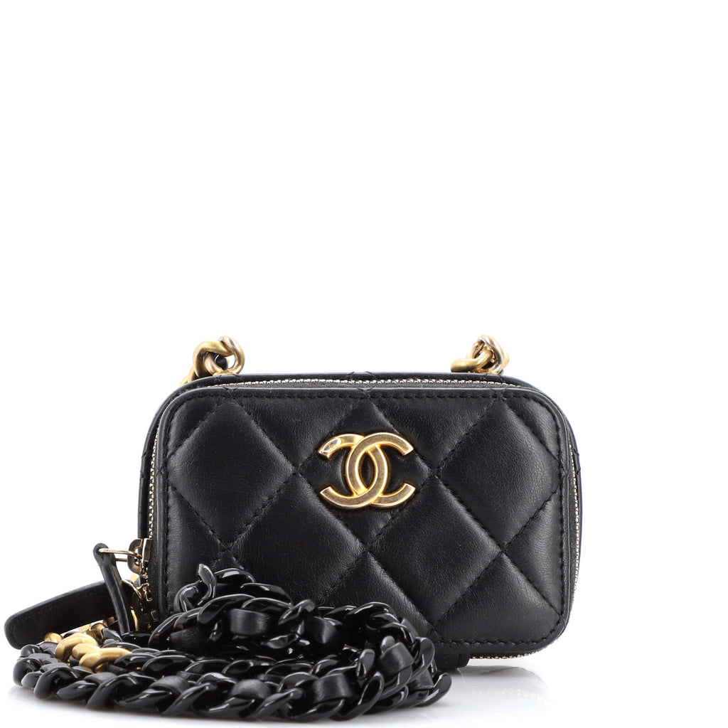 Chanel Black Quilted Lambskin Mini Vanity With Chain Gold Hardware, 2021  Available For Immediate Sale At Sotheby's