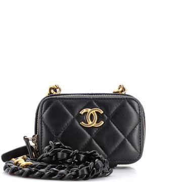 Chanel Zip Around Vanity Case with Chain Quilted Lambskin Mini