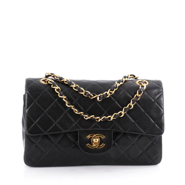 Chanel Vintage Classic Double Flap Bag Quilted Lambskin Medium Black