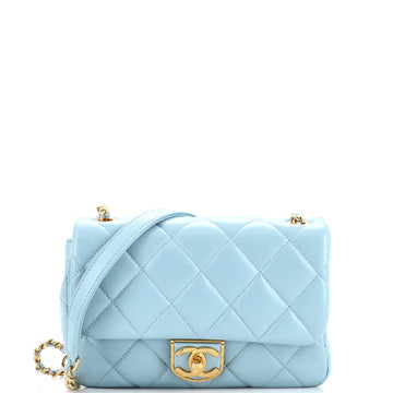 Chanel Quilt Metal Edge CC Flap Bag Quilted Lambskin Small