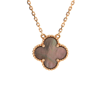 Van Cleef & Arpels Vintage Alhambra Pendant Necklace 18K Rose Gold and Grey Mother of Pearl