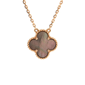 Van Cleef & Arpels Vintage Alhambra Pendant Necklace 18K Rose Gold and Grey Mother of Pearl