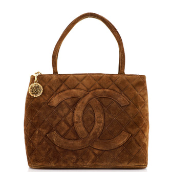 Chanel Medallion Tote Quilted Suede