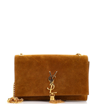 Saint Laurent Classic Monogram Tassel Crossbody Bag Suede Medium