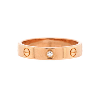 Cartier Love Wedding Band 1 Diamond Ring 18K Rose Gold with Diamond