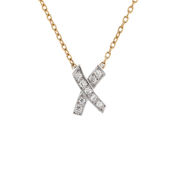Tiffany & Co. Paloma Picasso Graffiti X Pendant Necklace 18K Yellow Gold and Platinum with Diamonds