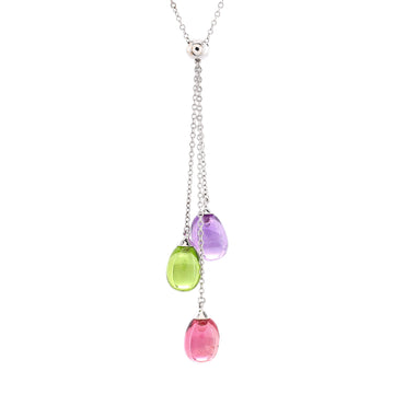 Tiffany & Co. Rainbow Drops Necklace 18K White Gold with Amethyst, Peridot and Pink Tourmaline